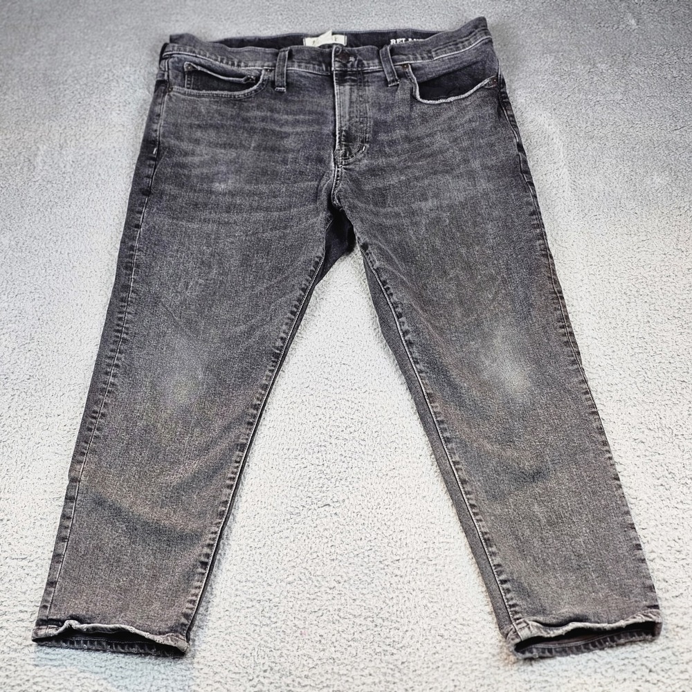 Madewell‎ Jeans Womens 38x30 Relaxed Taper Straight Leg Black Denim Stretch